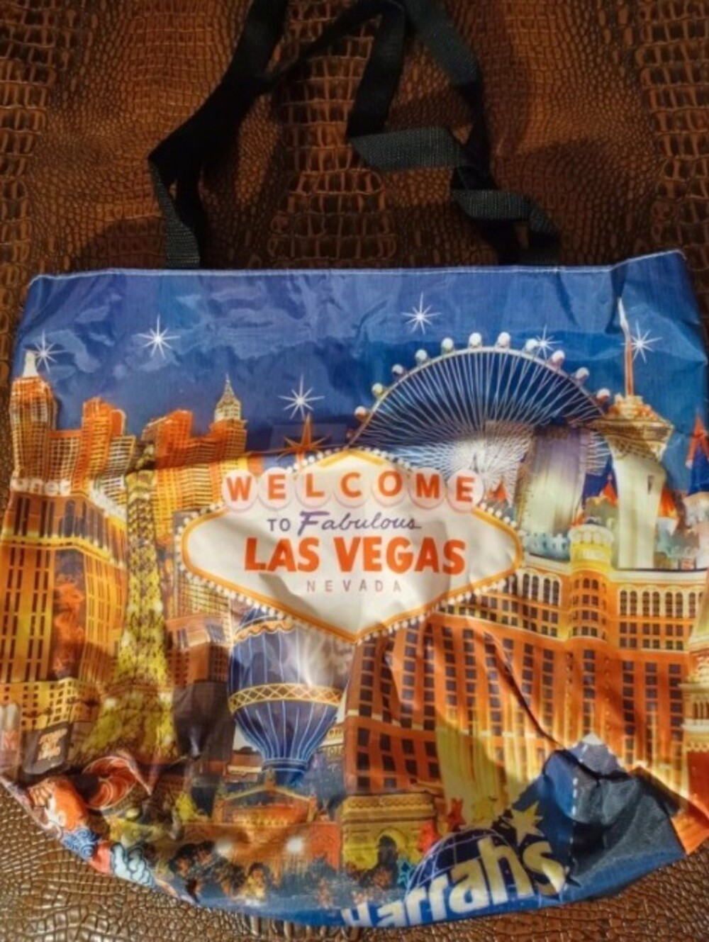 Las Vegas Scenic Reusable Tote Bag - Blue & Orange